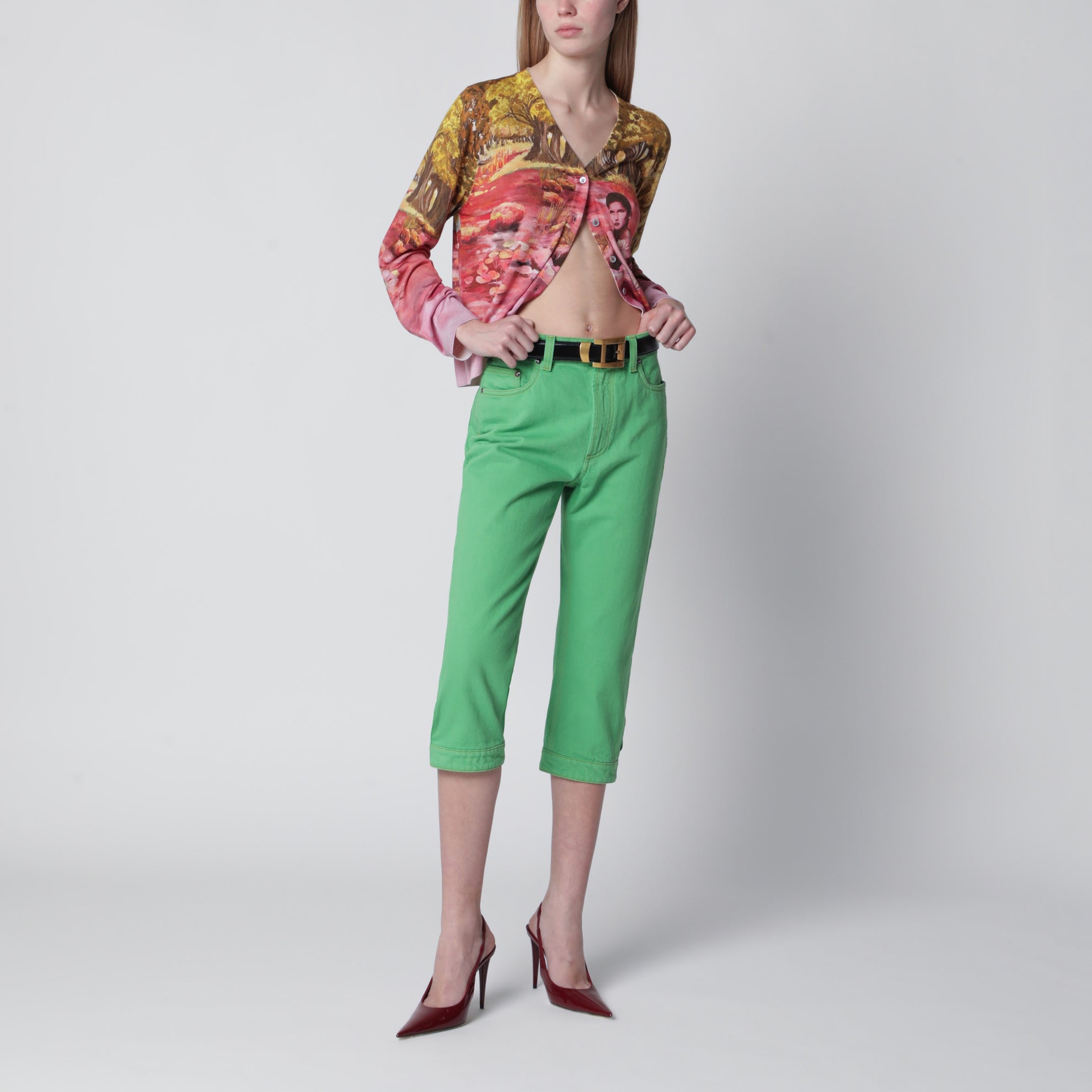 Pastel green Capri jeans