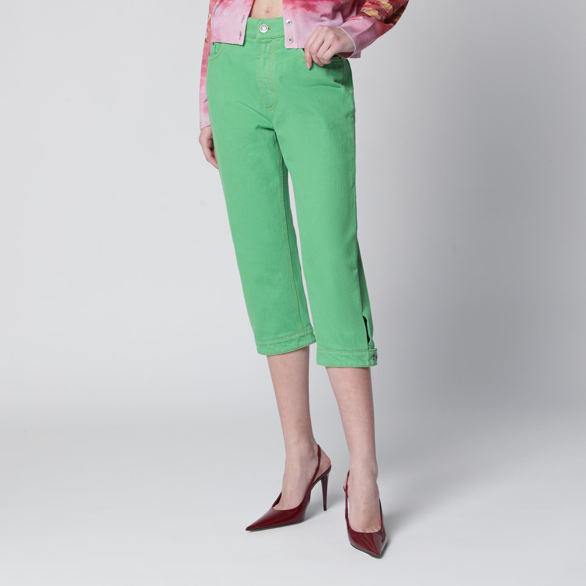 Pastel green Capri jeans