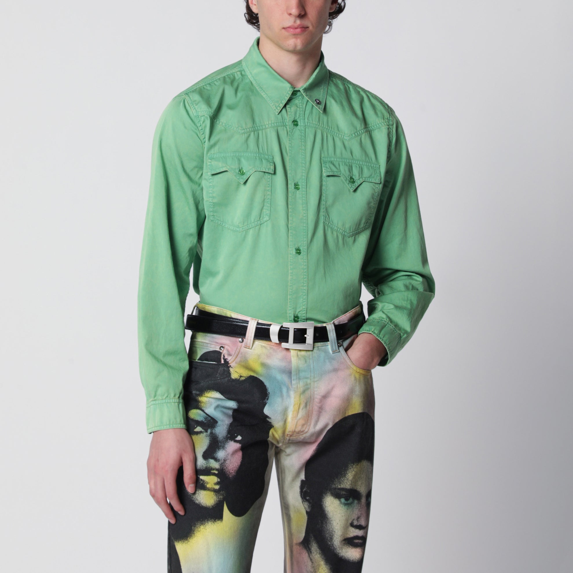Camicia in cotone verde