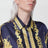Camicia New Barocco blu in twill di seta