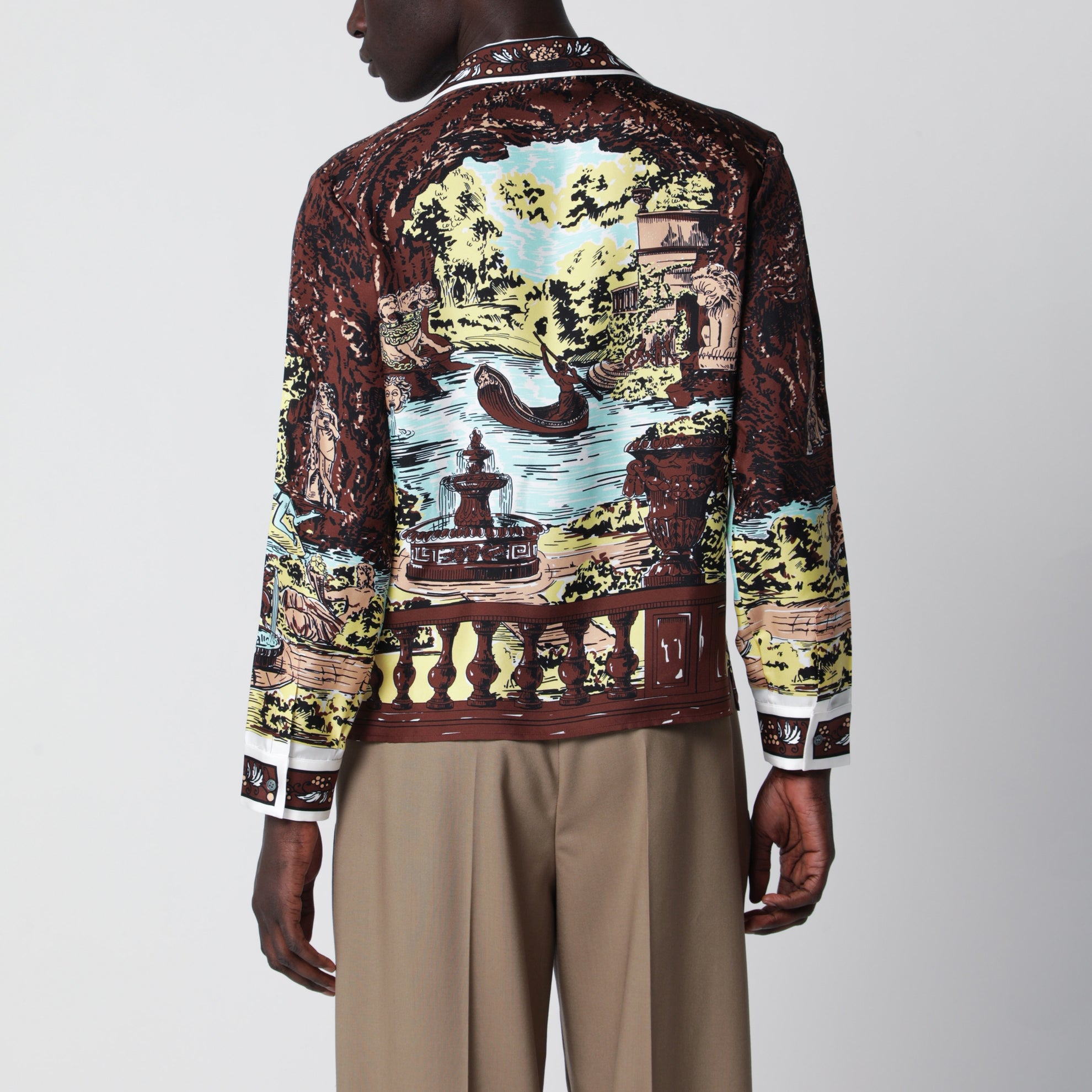 Slim printed silk twill shirt