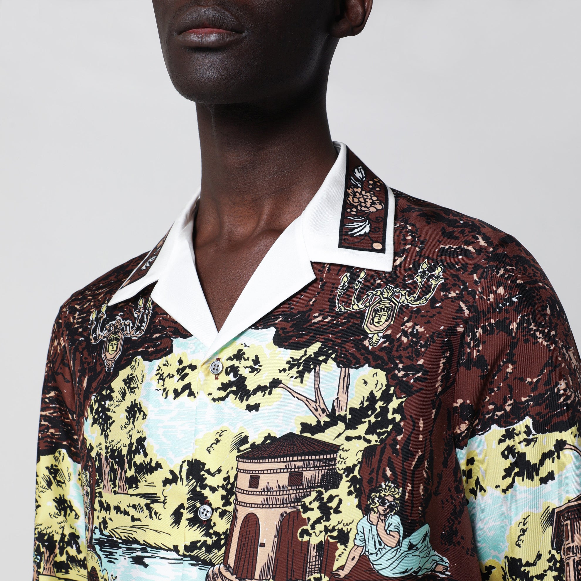 Slim printed silk twill shirt