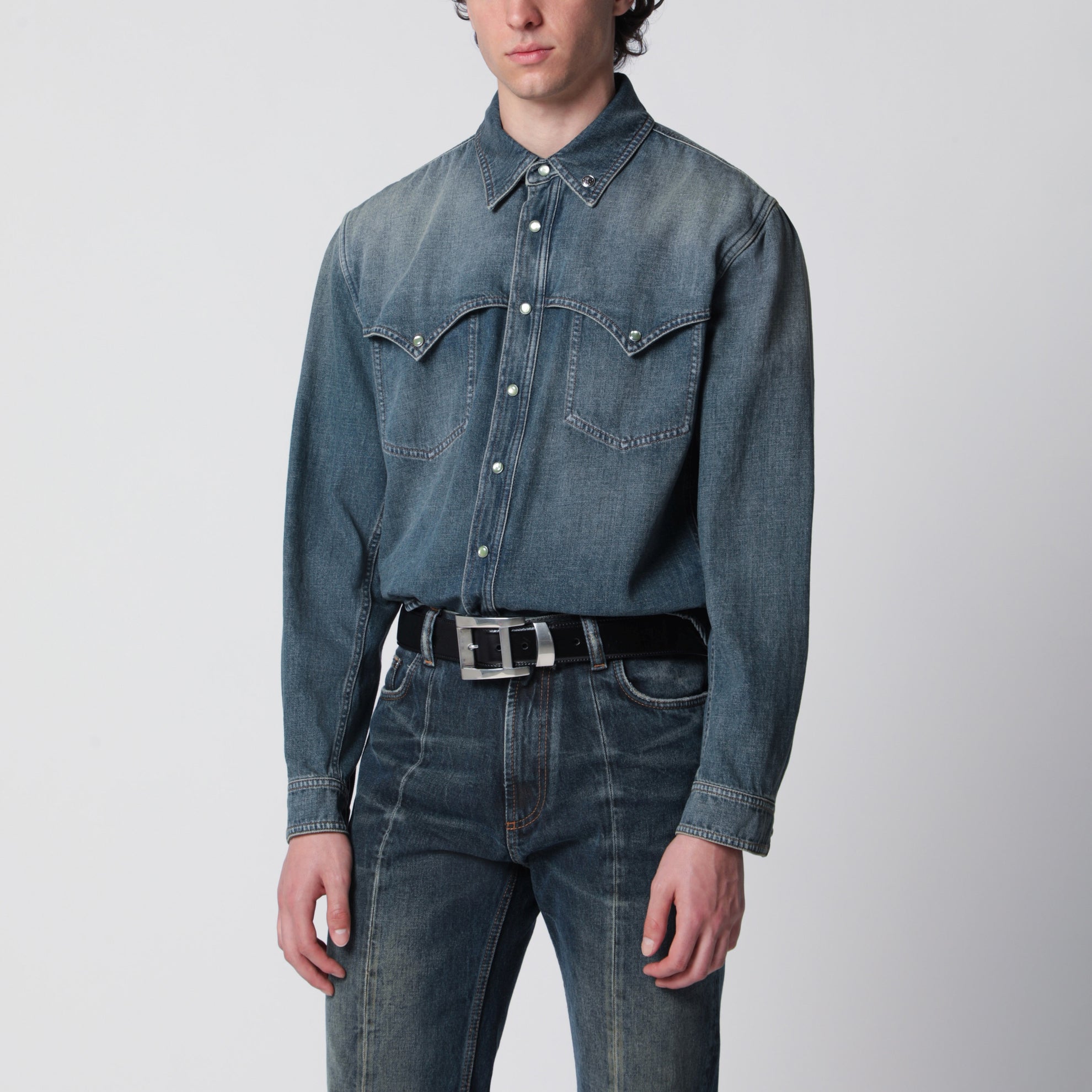 Camicia in denim blu vintage