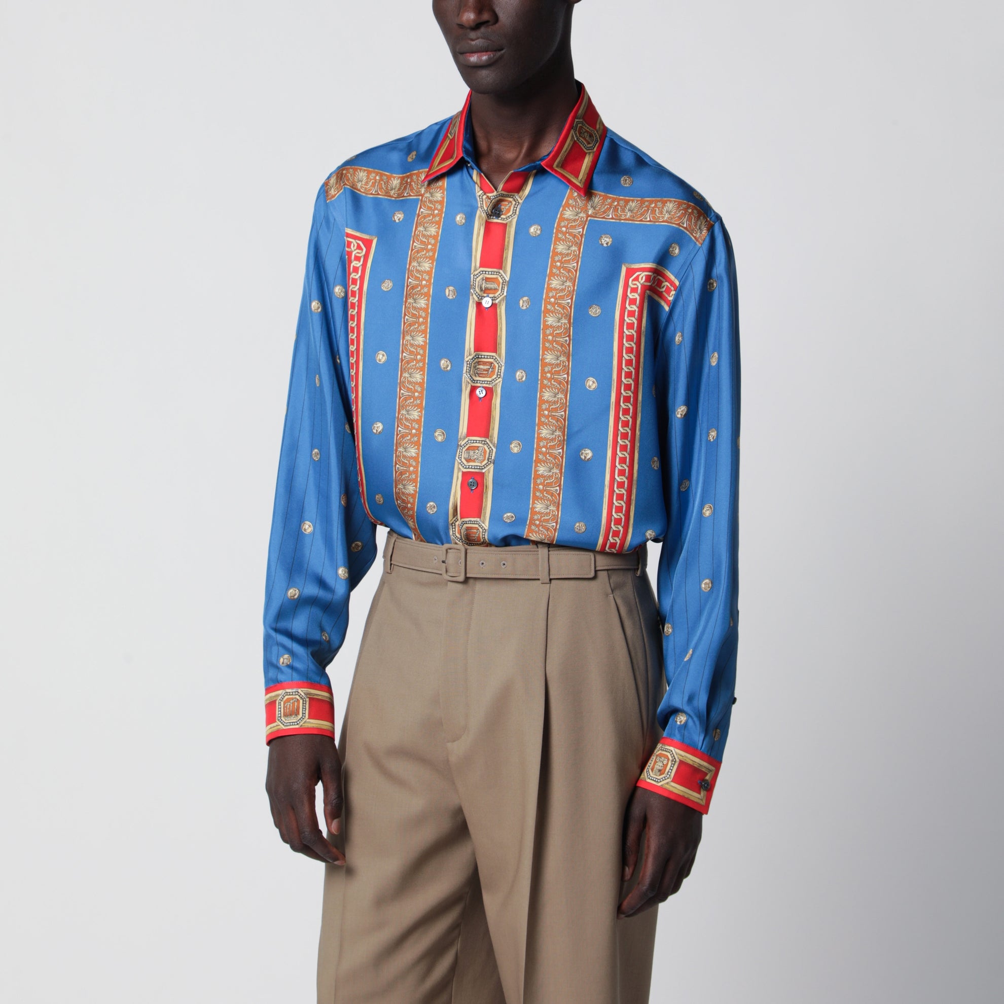Regular printed silk twill shirt
