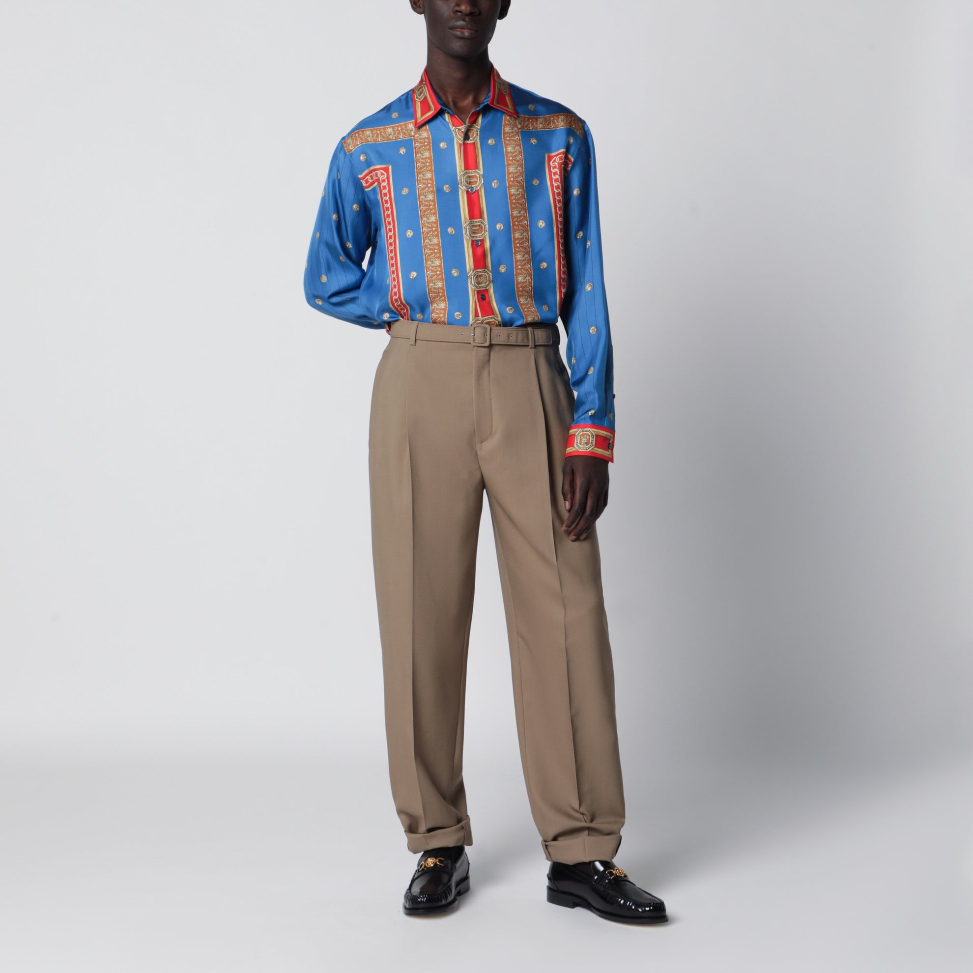 Regular printed silk twill shirt