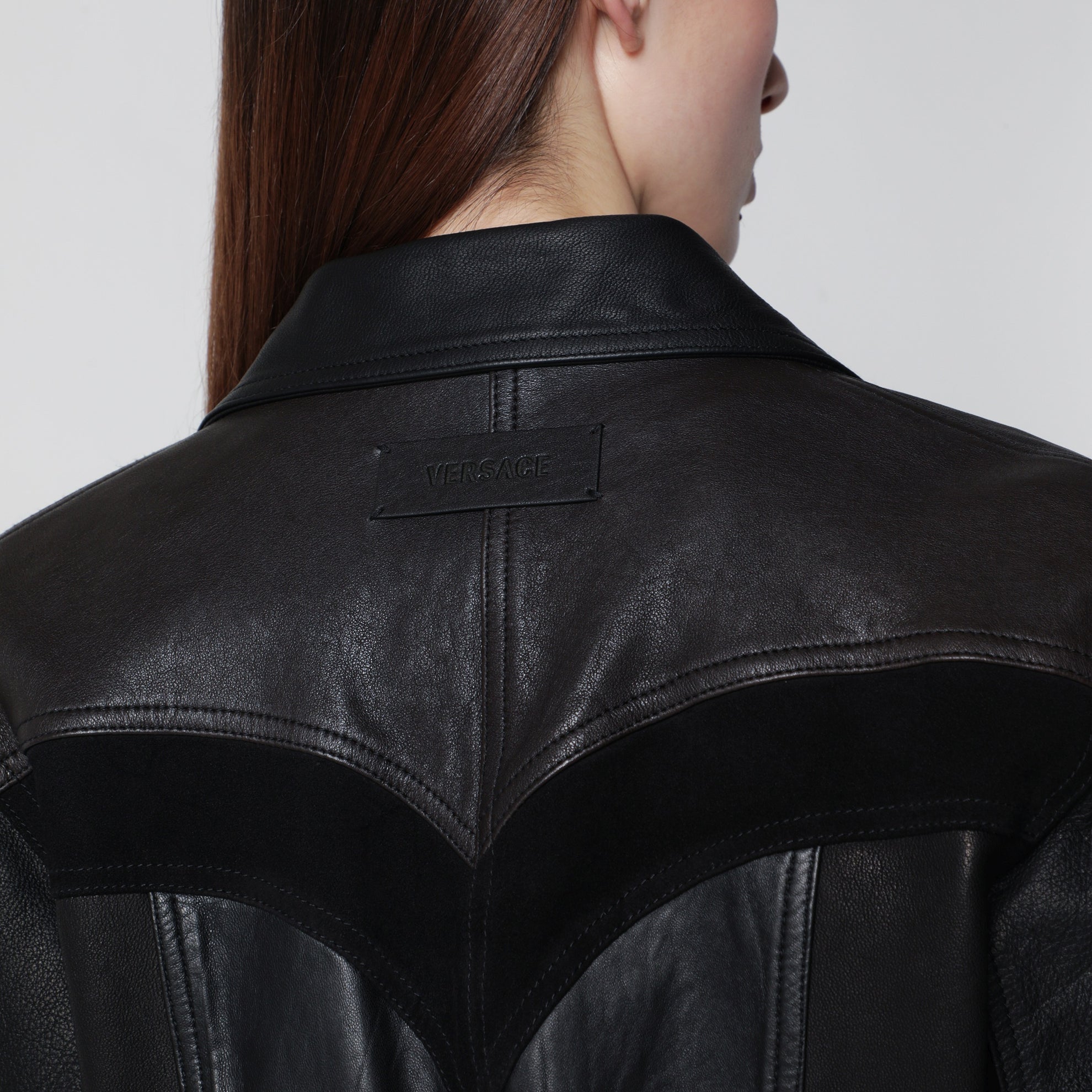 Blouson slim nero in pelle