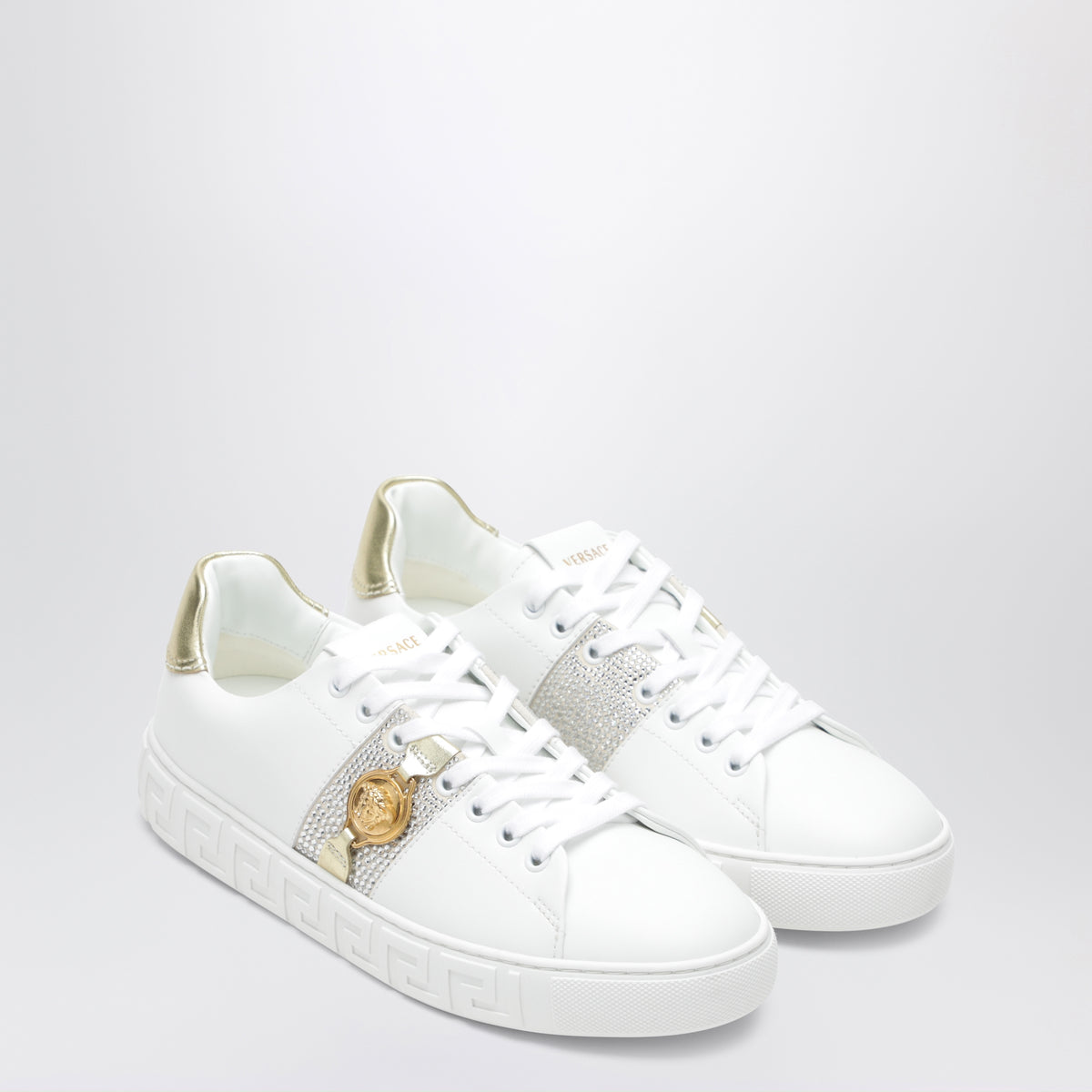 Weiße Greca Sneaker aus Nylon