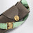 Pochette Vivian en croûte de daim taupe/menthe
