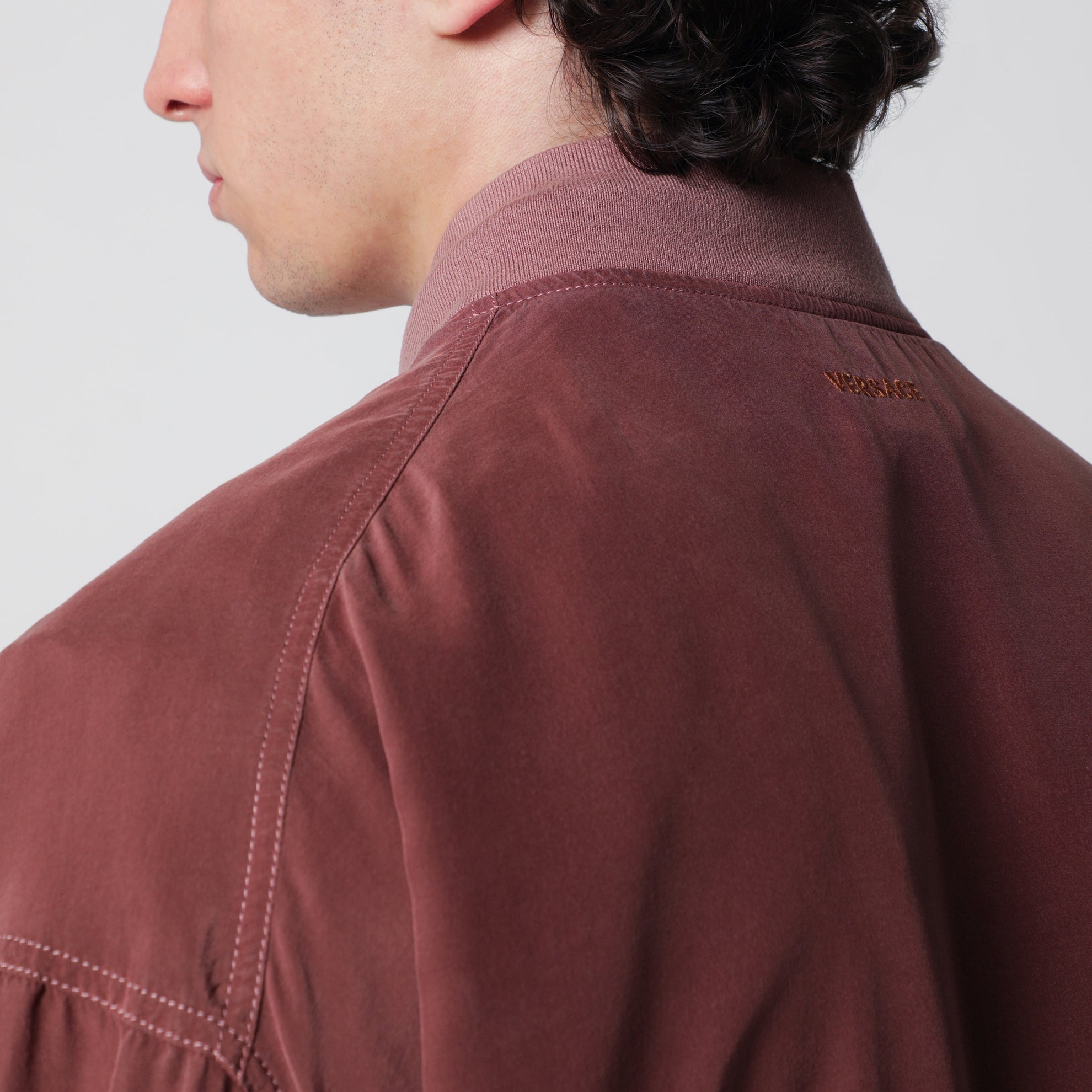 Aubergine silk bomber jacket