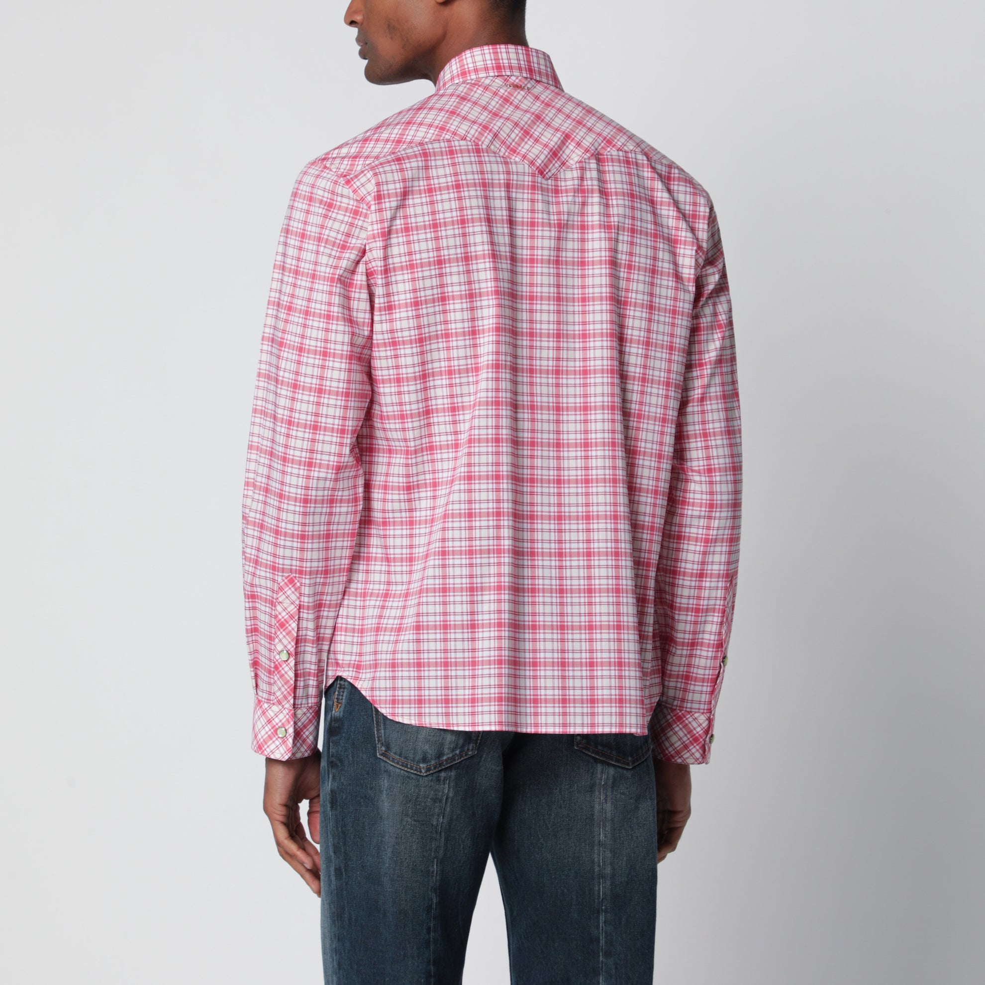 Slim-fit cotton poplin check shirt
