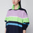 Color-block striped long-sleeve cotton mini dress