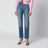 Jean droit taille haute bleu clair en coton