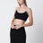 Top crop nero in misto viscosa con dettagli jacquard