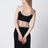 Top crop nero in misto viscosa con dettagli jacquard