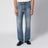 Jeans distressed a gamba dritta in denim blu