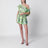 Miniabito stampato in twill di seta verde