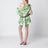 Miniabito stampato in twill di seta verde