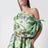 Miniabito stampato in twill di seta verde