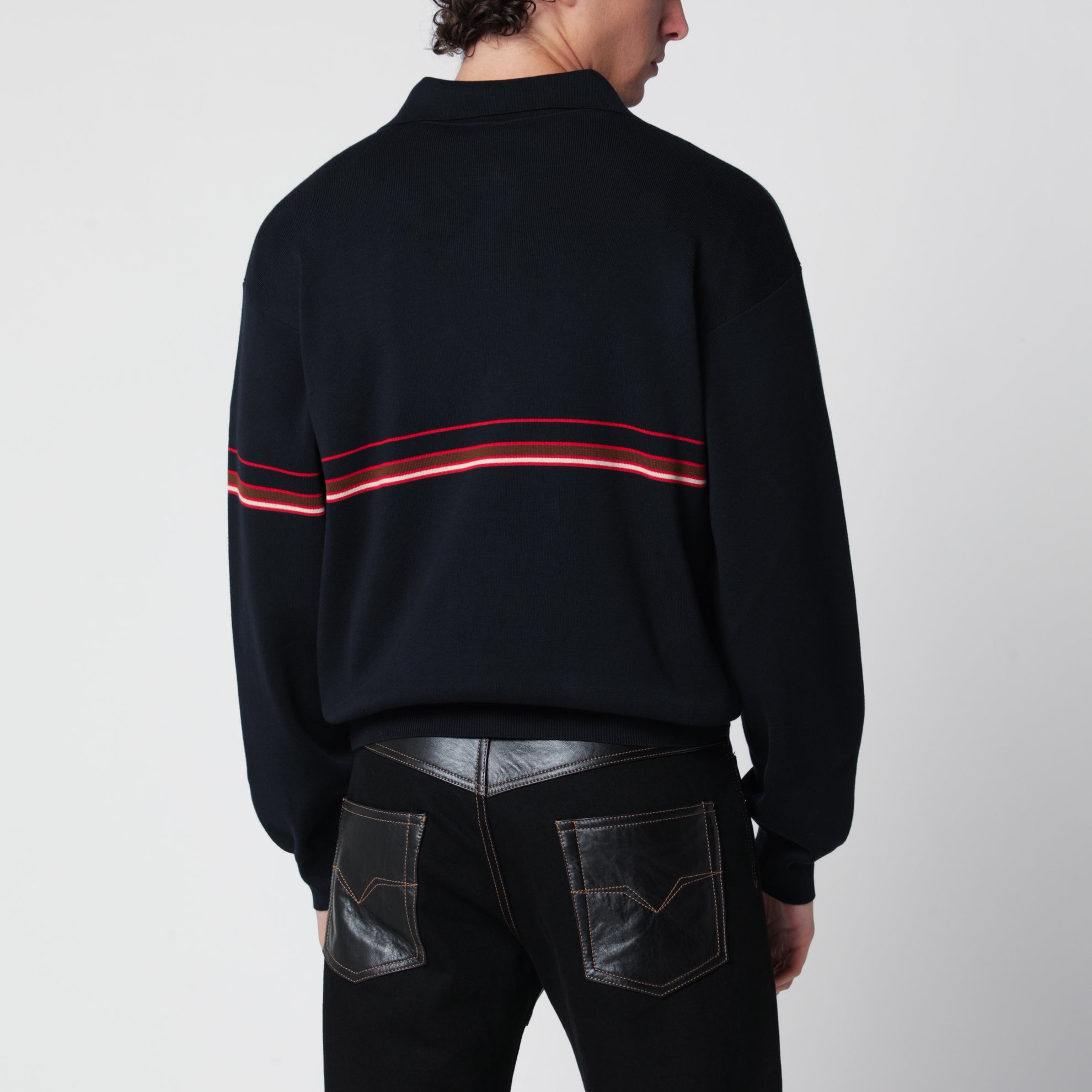 Polo bleu marine en maille de coton avec logo brodé