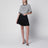 Mini gonna a pieghe in lana e mohair nera