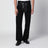 Jeans mit geradem Bein aus Denim und Leder in Schwarz