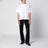 Jeans mit geradem Bein aus Denim und Leder in Schwarz