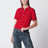 Polo in piqué di cotone con logo ricamato rosso lipstick