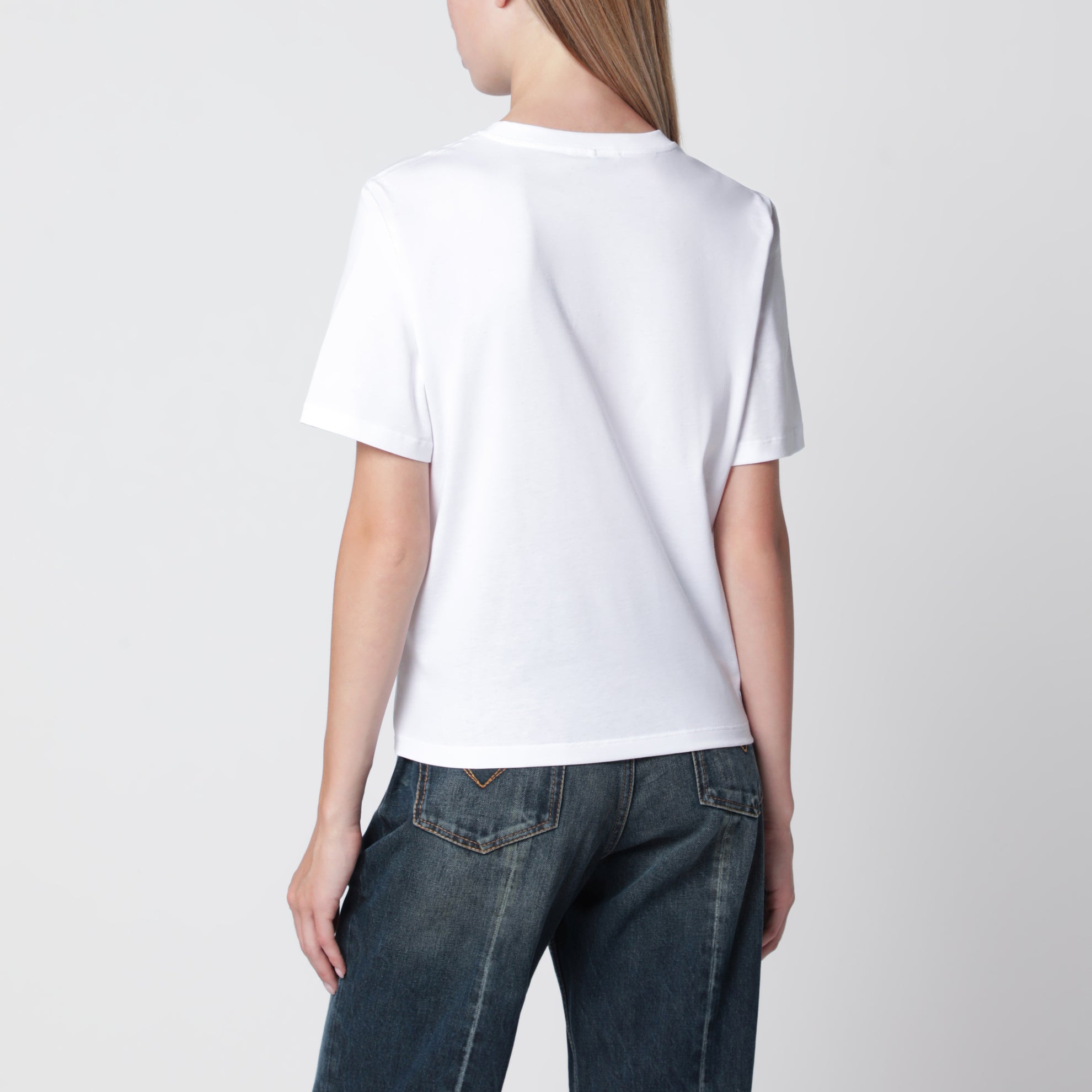 T-shirt slim en jersey de coton à logo brodé blanc