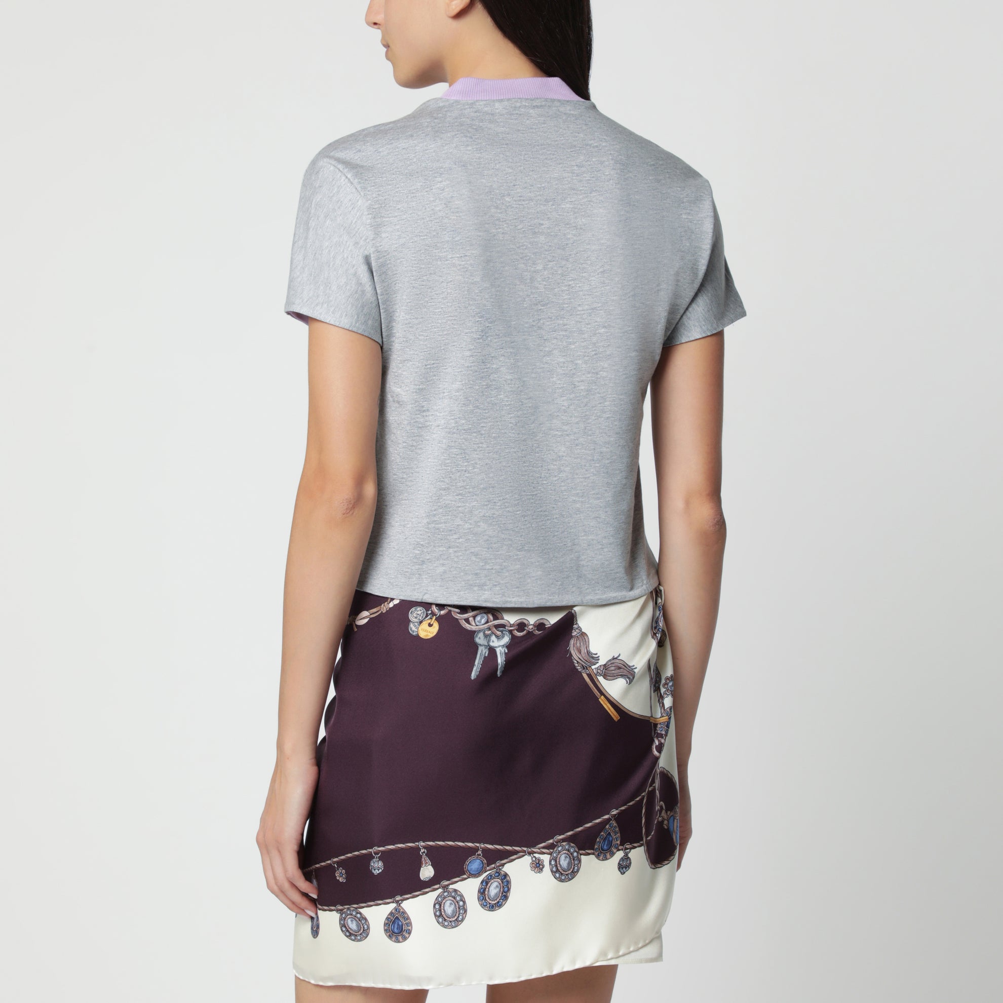 T-shirt reversibile in jersey di cotone grigia/lilla