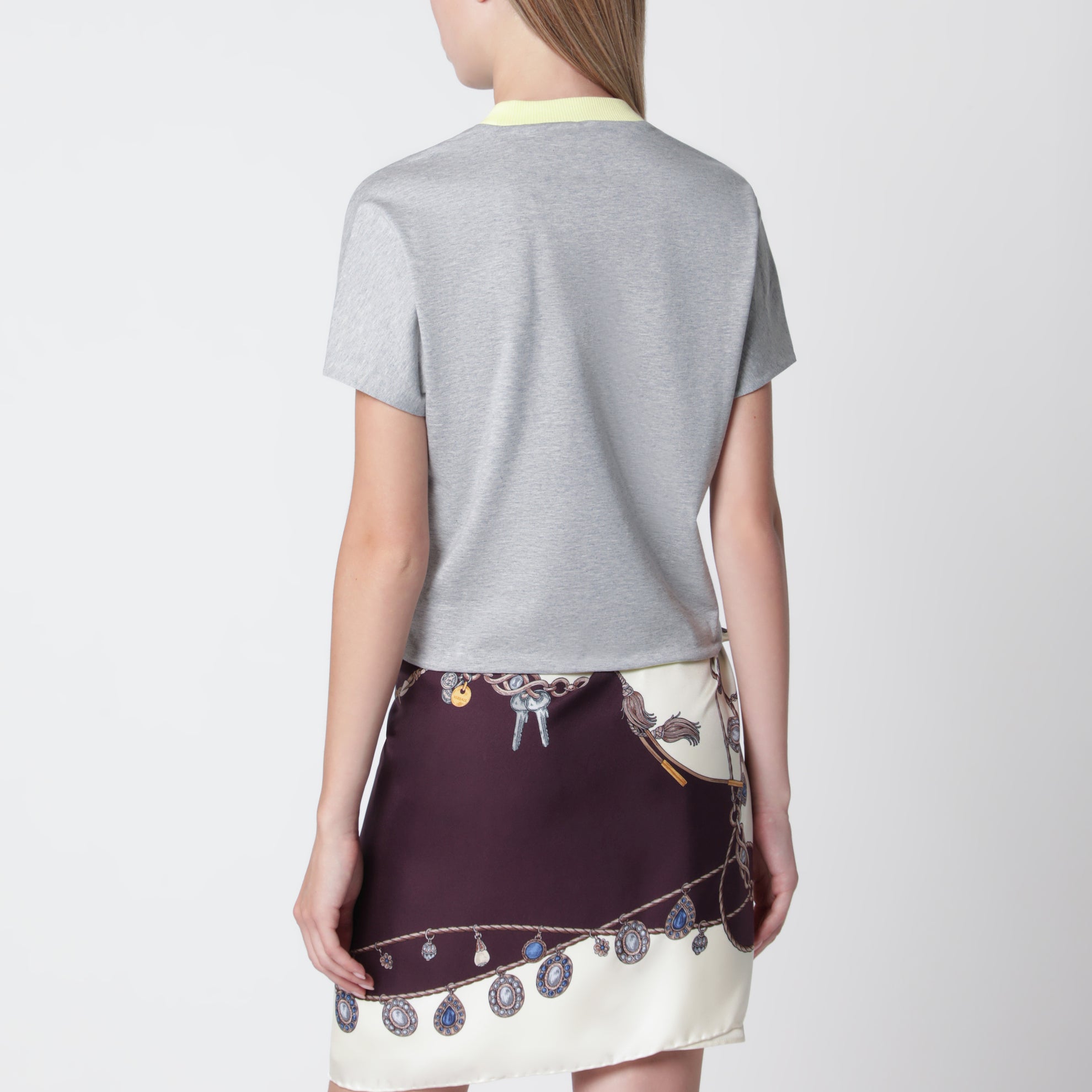 T-shirt reversibile in jersey di cotone grigia/gialla