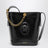 Borsa a secchiello nera in pelle