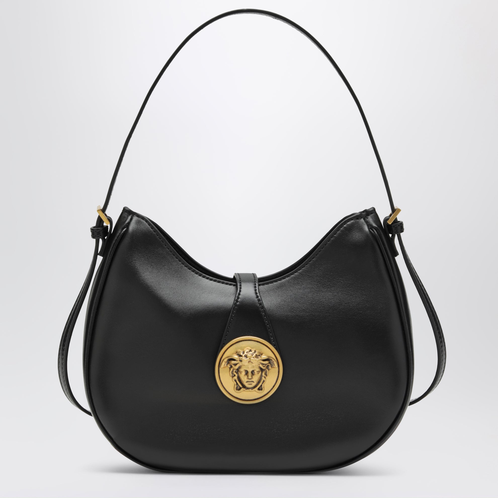 Borsa hobo Emblème nera in nappa