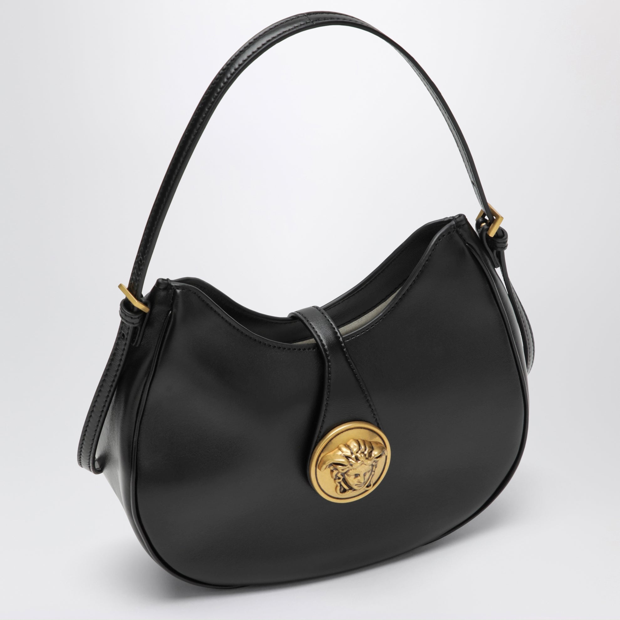 Borsa hobo Emblème nera in nappa