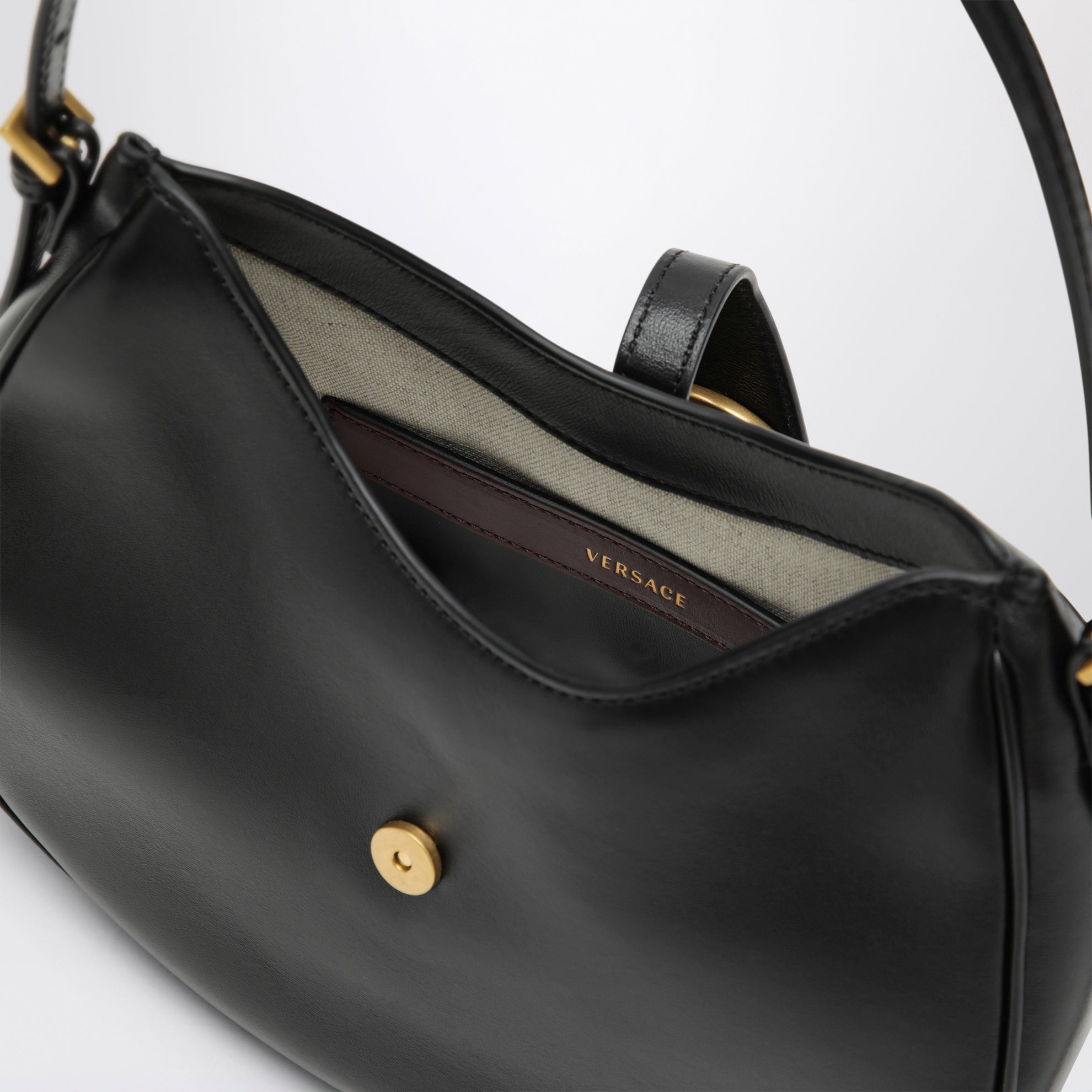 Borsa hobo Emblème nera in nappa