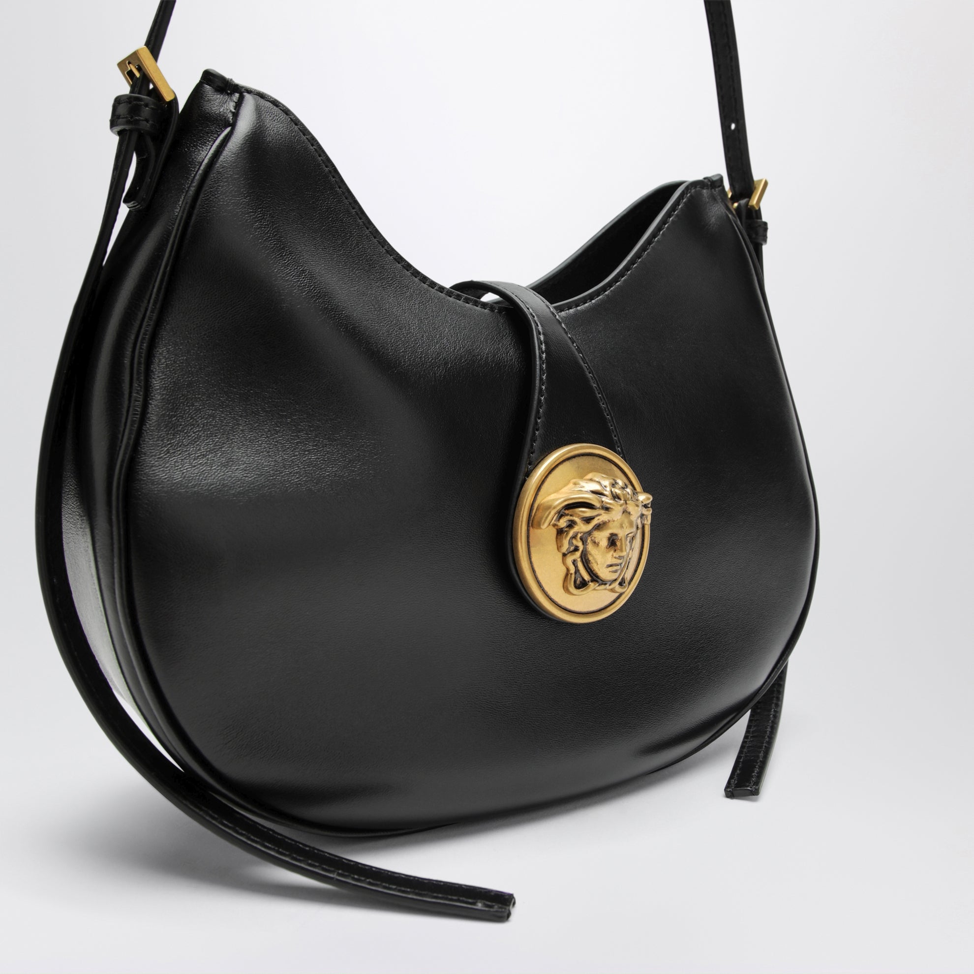 Borsa hobo Emblème nera in nappa