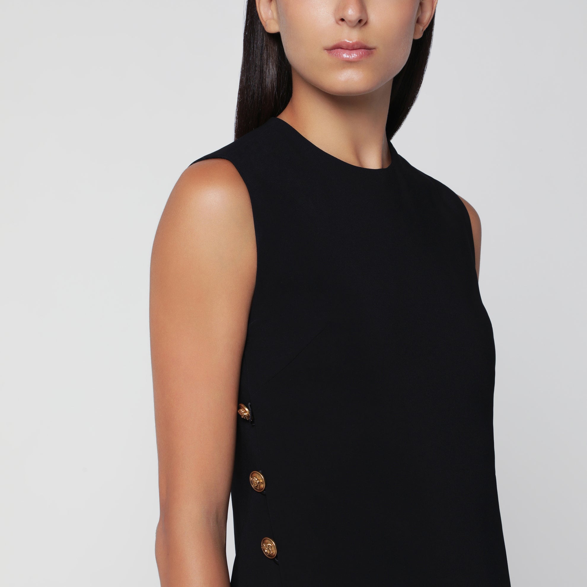 Robe mini noire en cady de viscose stretch
