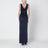 Navy blue viscose jersey evening dress