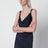 Navy blue viscose jersey evening dress