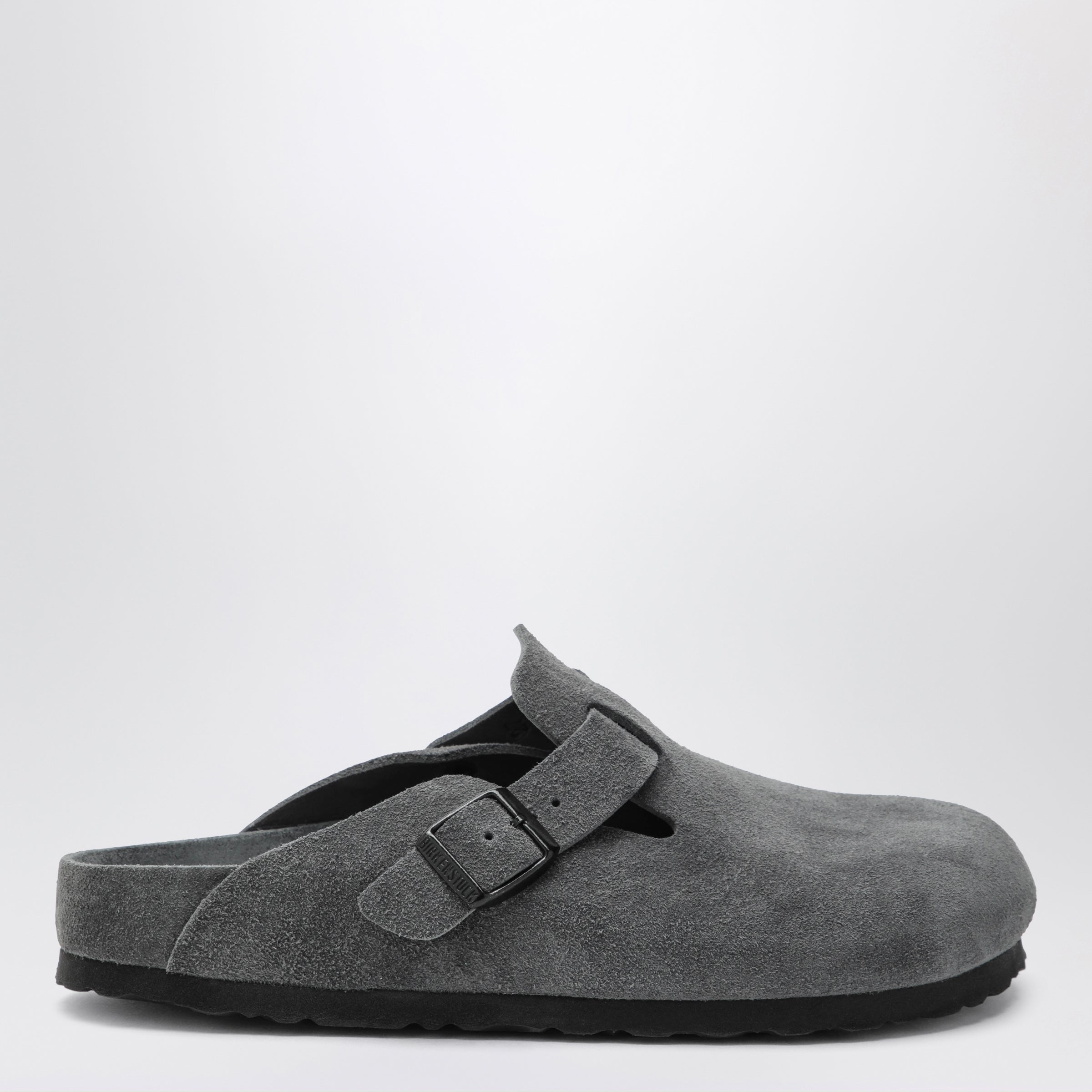 Birkenstock Boston suede clogs in charcoal | TheDoubleF