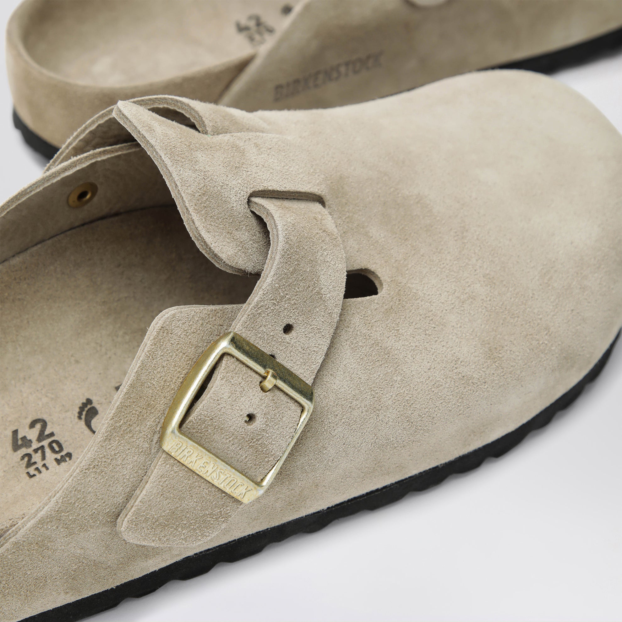 Sabot Boston in pelle scamosciata taupe