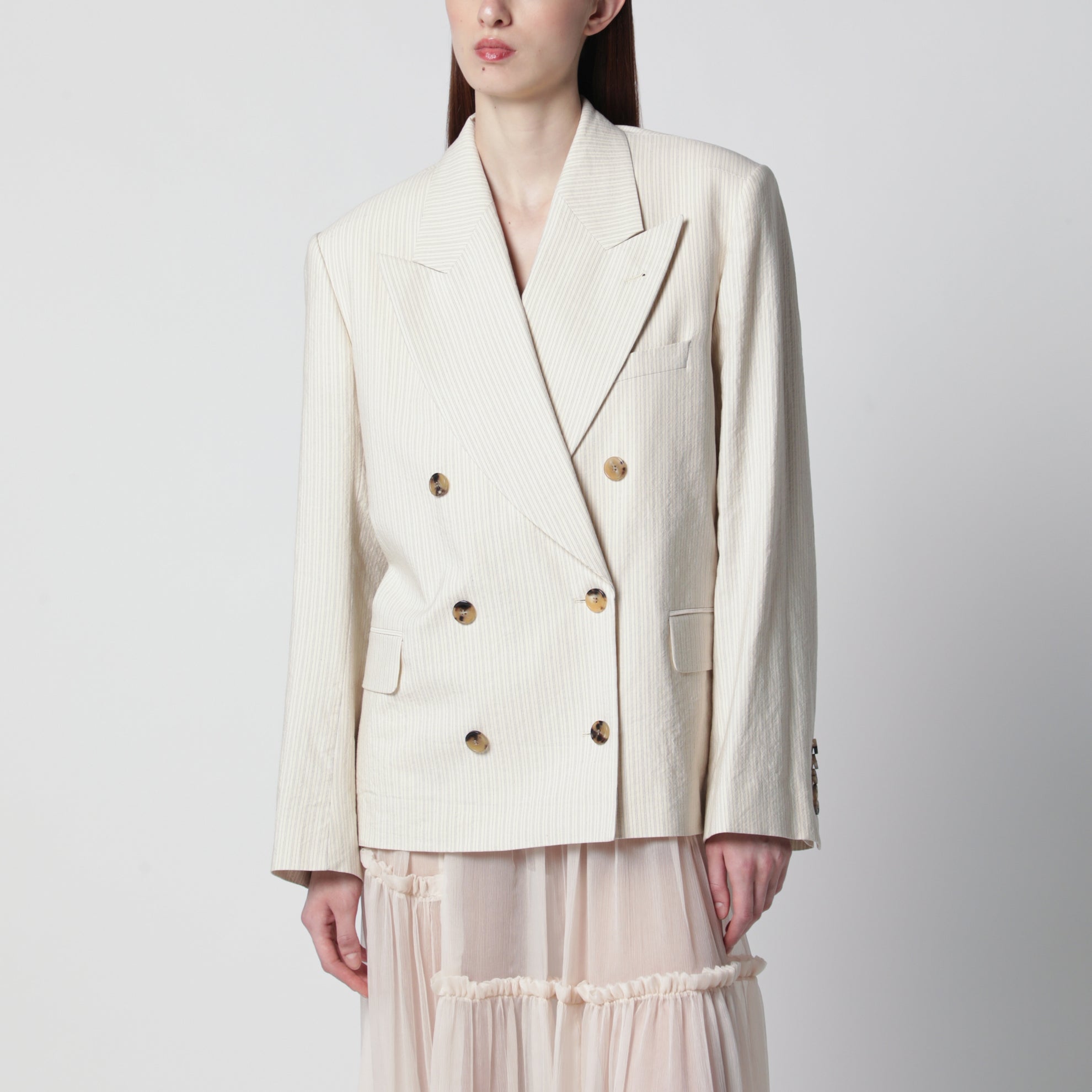 Veste croisée oversize écru par Dries Van Noten