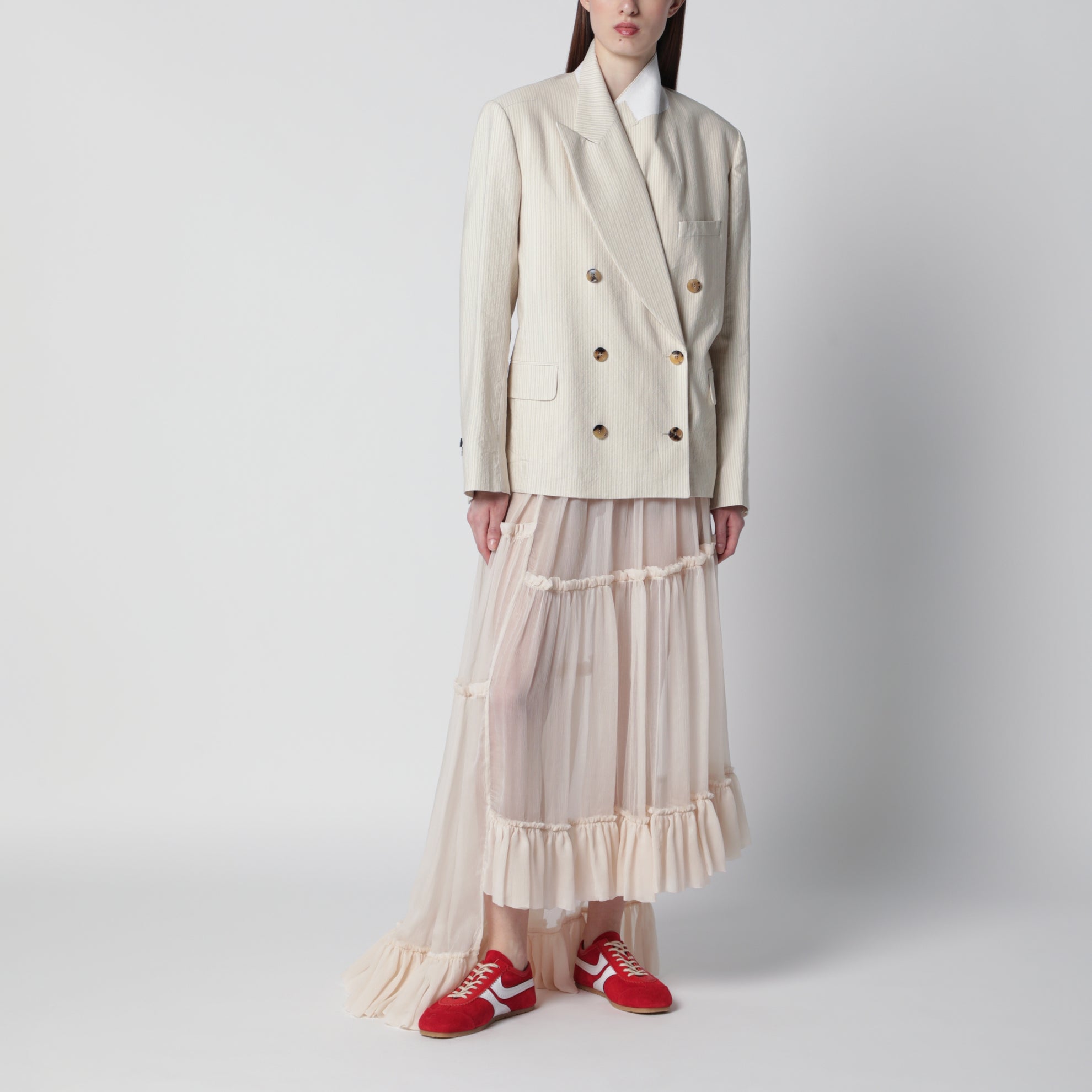 Veste croisée oversize écru par Dries Van Noten