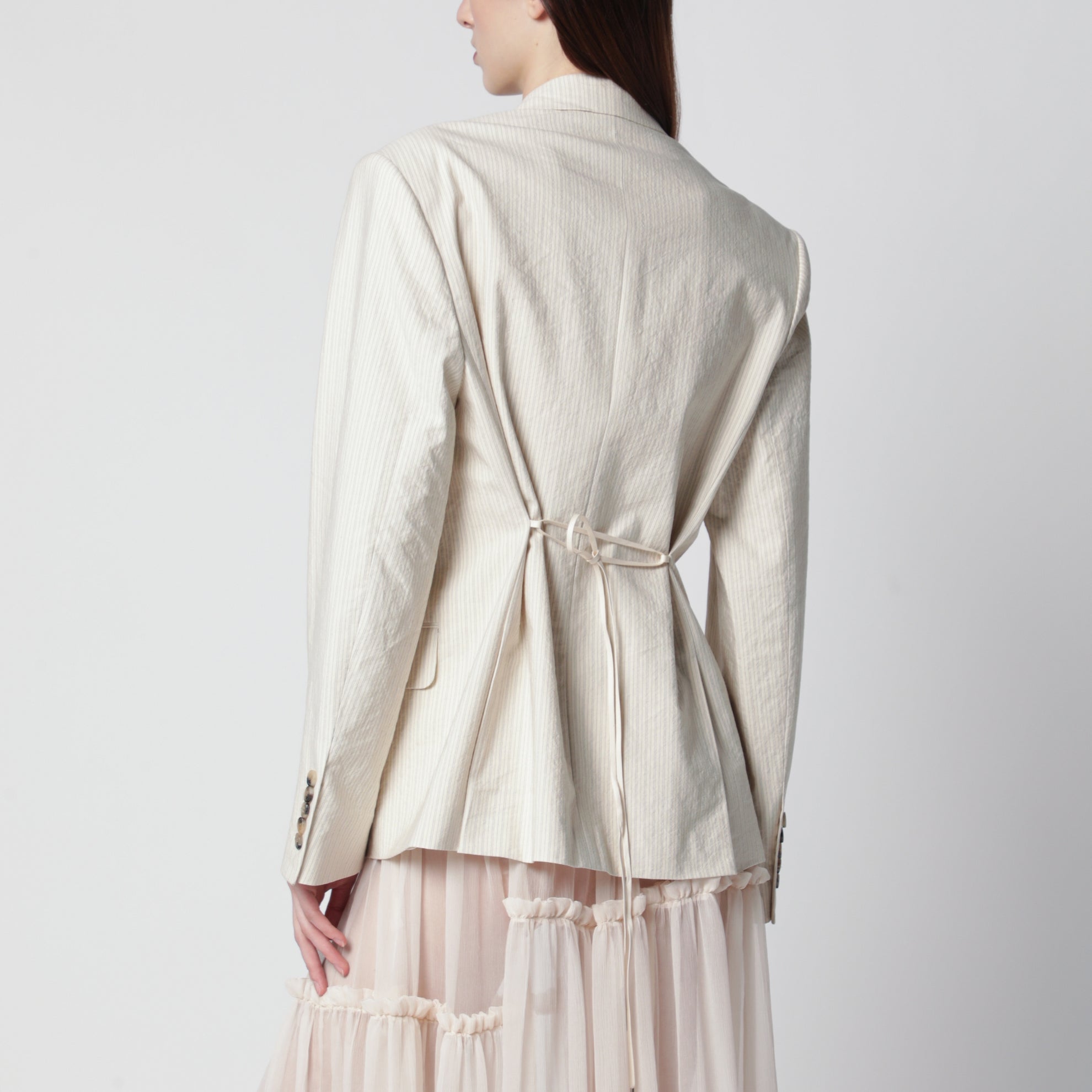 Veste croisée oversize écru par Dries Van Noten