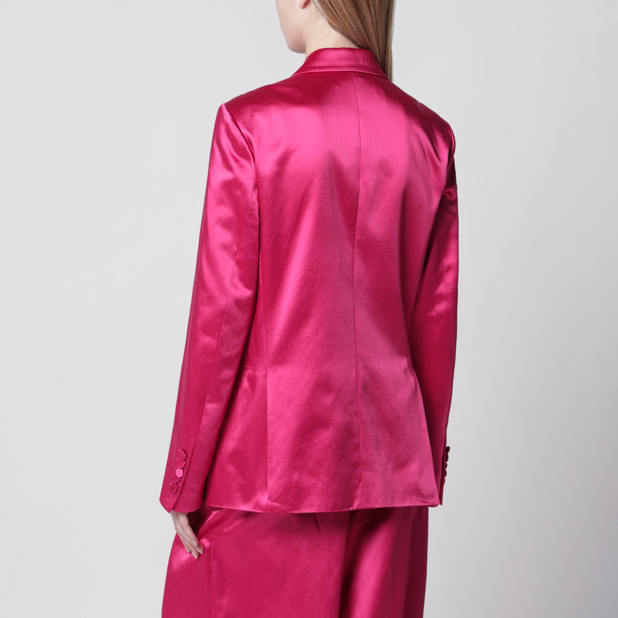 Doppelreihige Satinjacke in Fuchsia