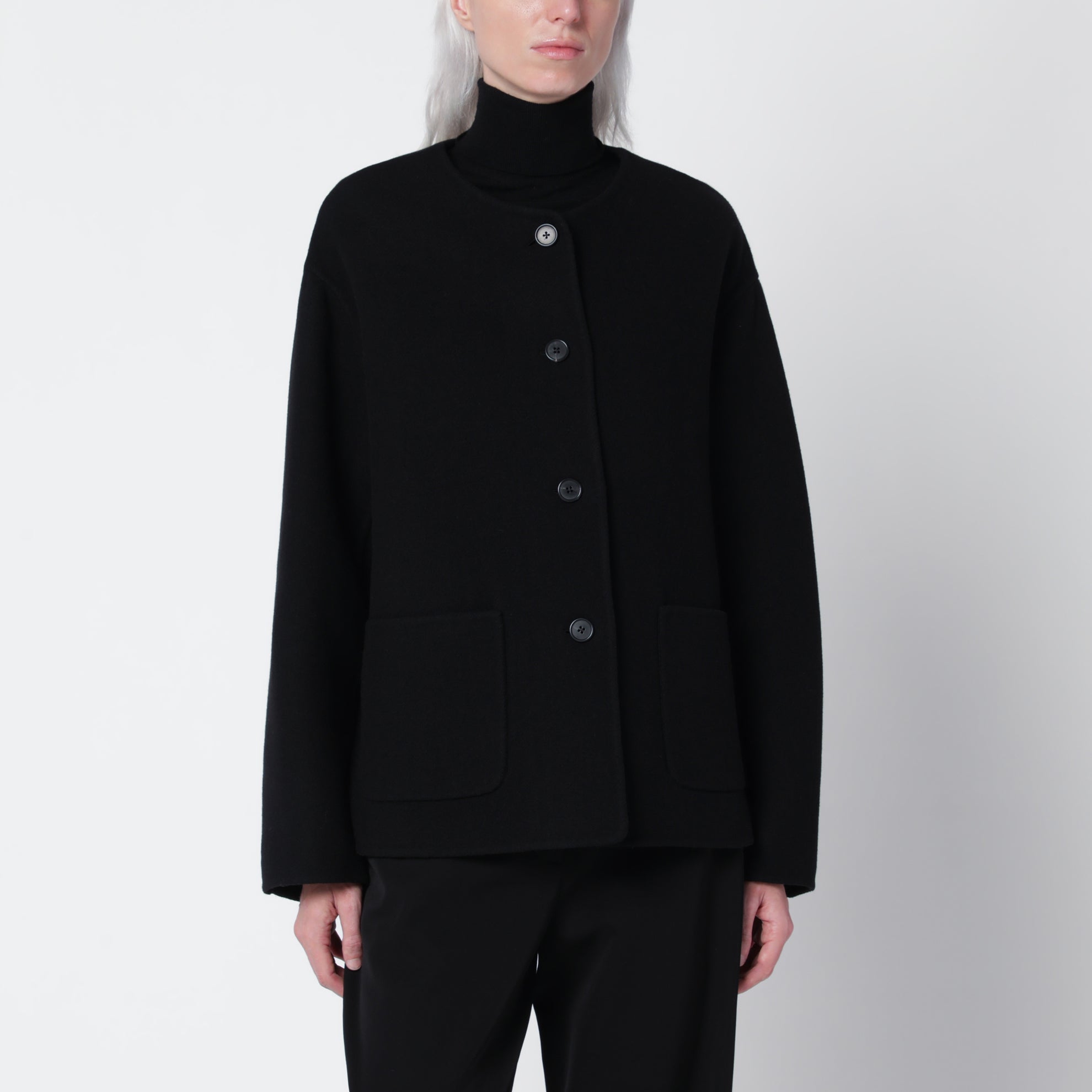 Quintus black jacket in wool and cashmere blend