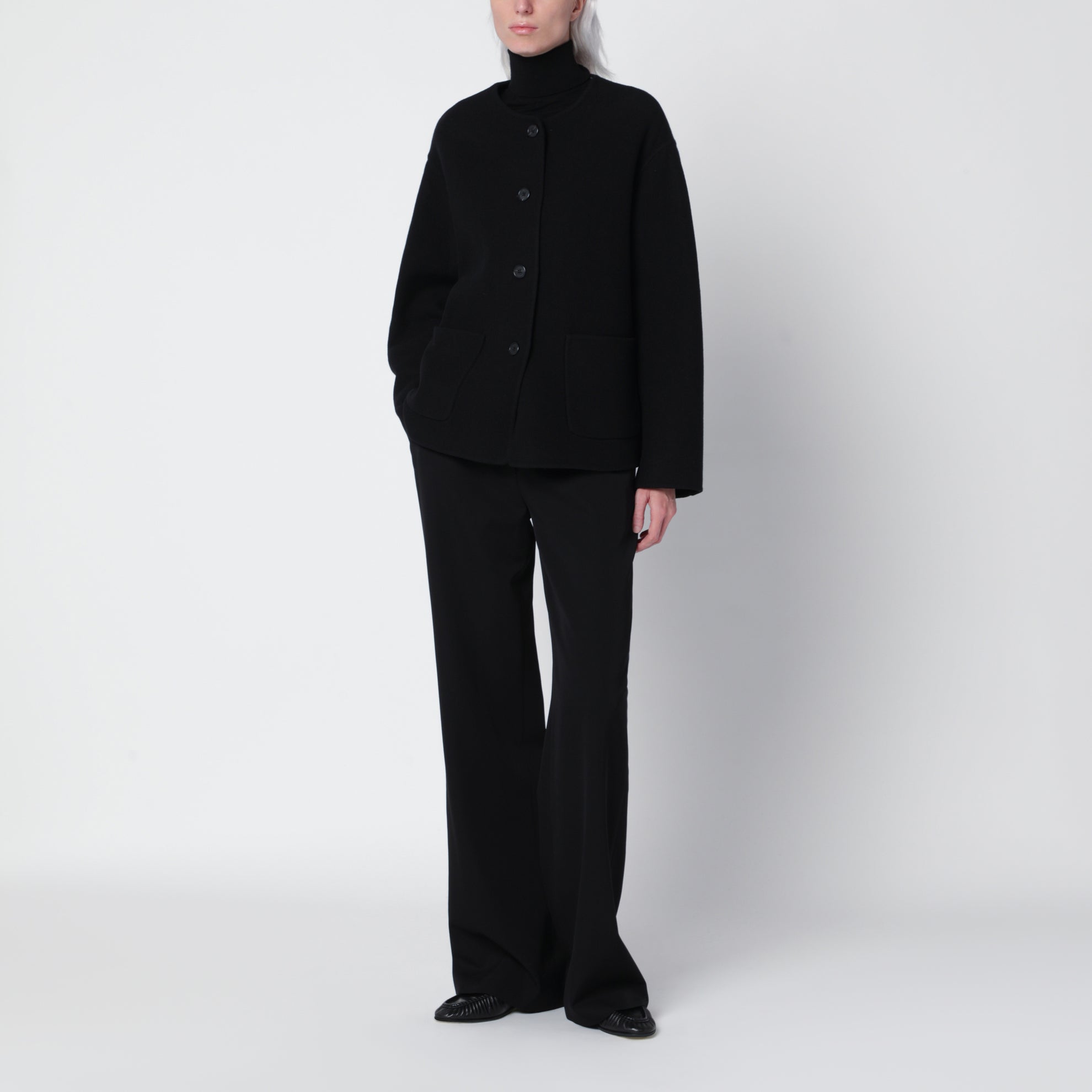 Quintus black jacket in wool and cashmere blend