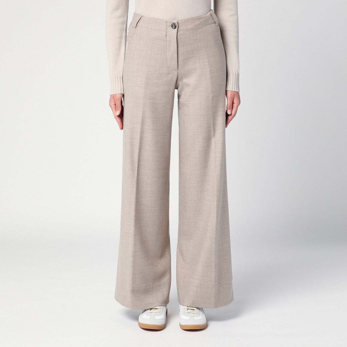 Pantalone grigio mélange in lana