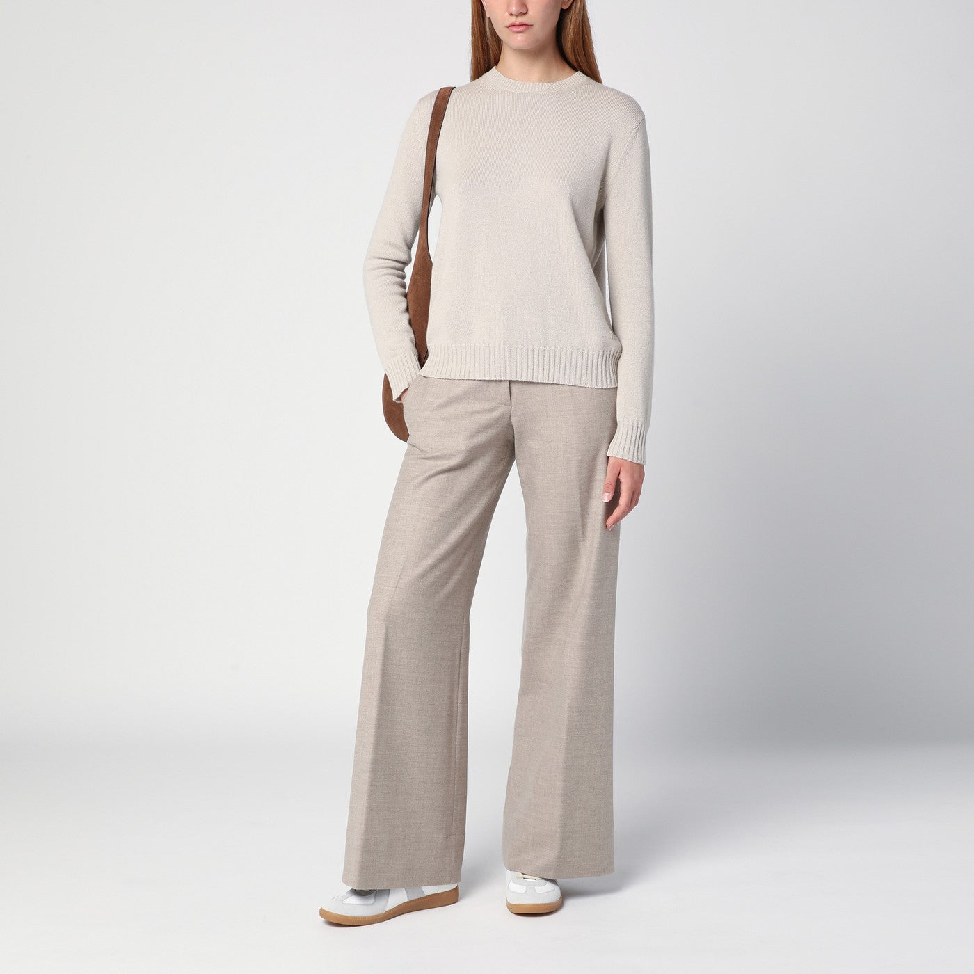 Pantalone grigio mélange in lana