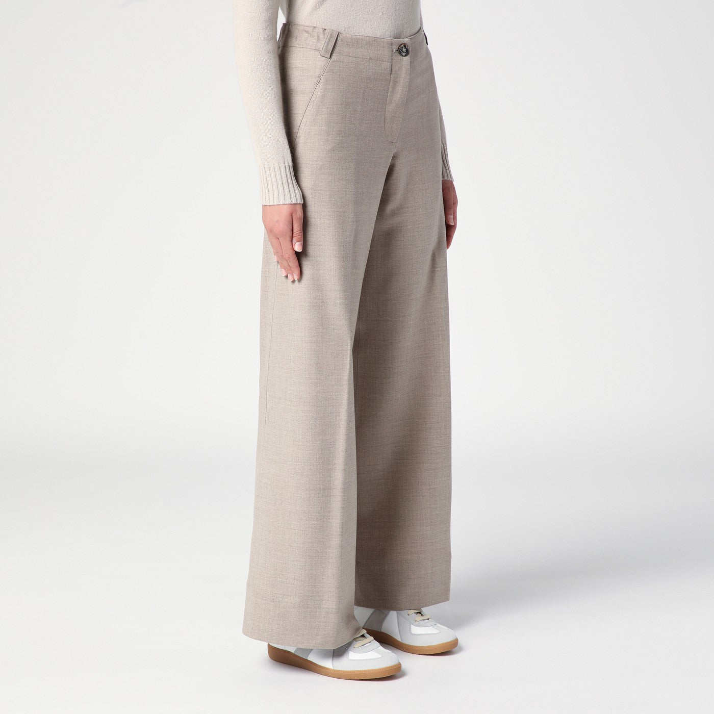 Pantalone grigio mélange in lana
