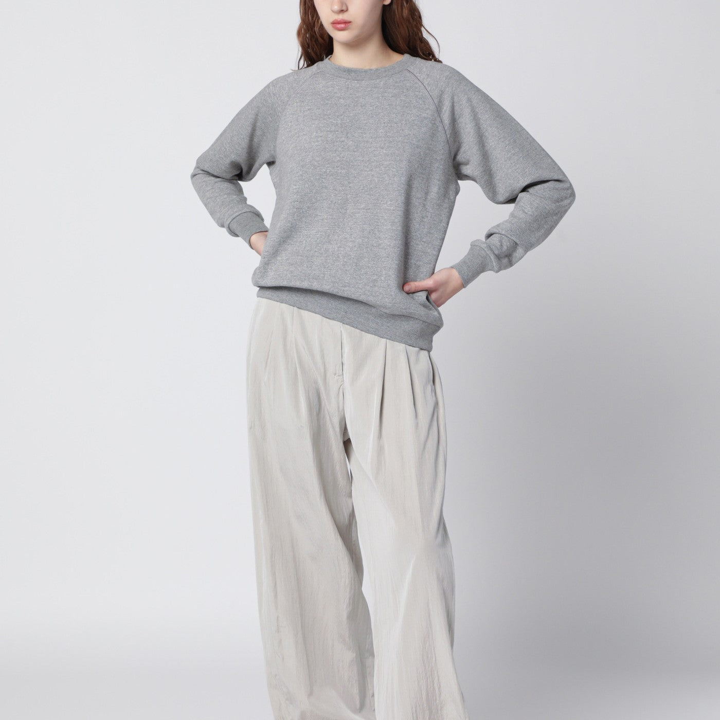 Felpa Eulalia grigia mélange in misto cashmere